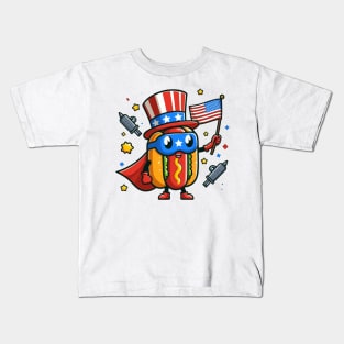 A Whimsical Tribute to American Culture in Cartoon Style Kids T-Shirt